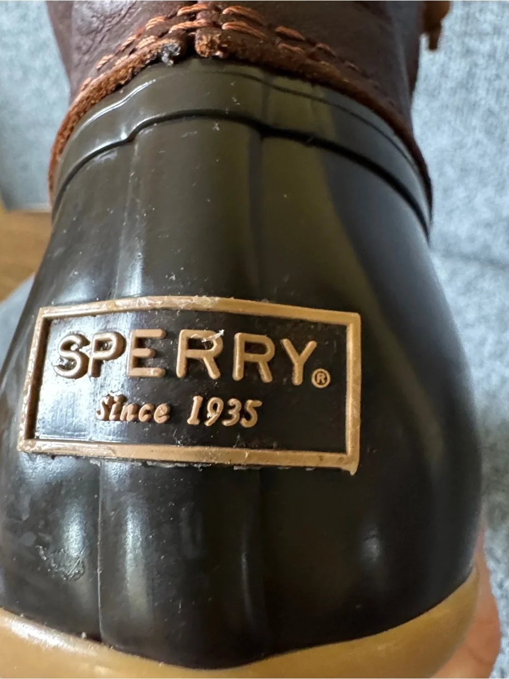 Sperry Saltwater Duck Boots Waterproof Brown Leather Side Zip Rain Boots 9